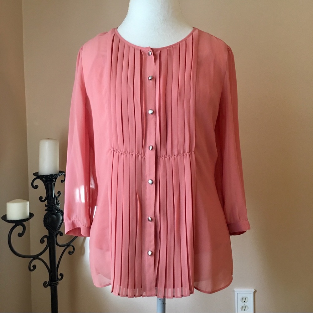 Talbots Salmon Peach Blouse with Matching Camisole